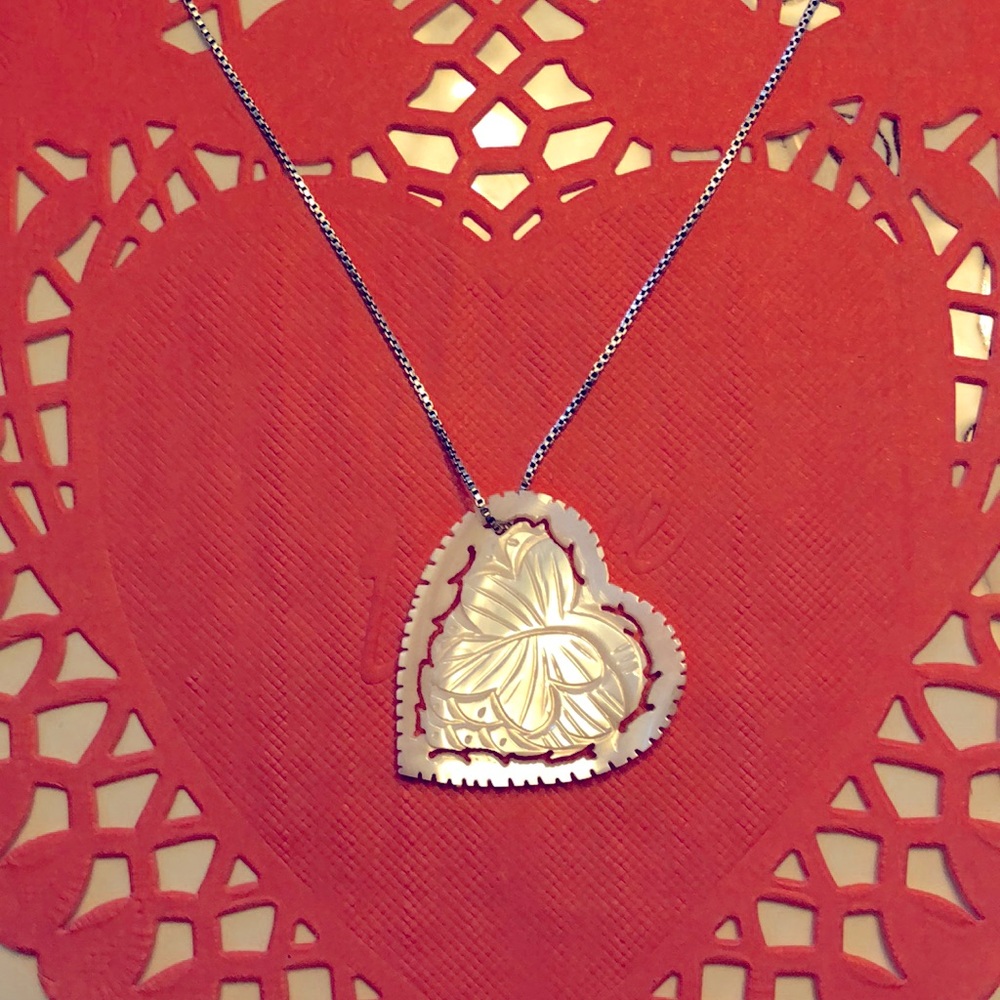 Antique carved heart necklace